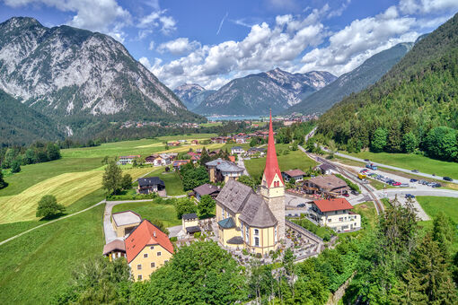 Eben am Achensee is the starting point for many excursions. This photo captures the St. Notburga church.