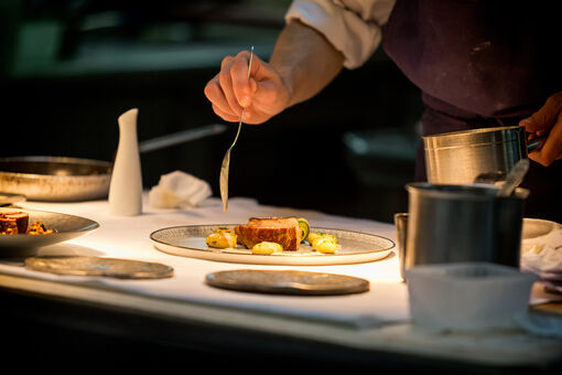 The culinary delights at Lake Achensee are a treat for the palate & the soul. This photo captures a meat dish.